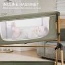 3-in-1 Baby Bassinet, Bedside Sleeper, Rocking Mode, Wheels, Green, Crib