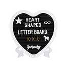 Heart-Shaped Felt Letter Board Message Sign,10x10 inches Message Board with 465 Changeable White&Golden Letters,Numbers,Cursive Words and Stand for Party,Pregnancy,Wall&Tabletop Decor (Black)