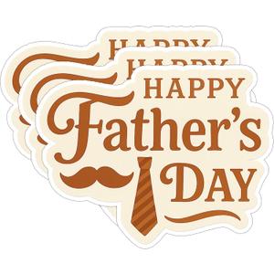 3pcs Happy Fathers Day Tie & Mustache Stickers  Waterproof 3x3in Vinyl Decals for Dad Gifts  Funny Fathers Day Labels for Cards, Water Bottles, Laptops & Scrapbooks