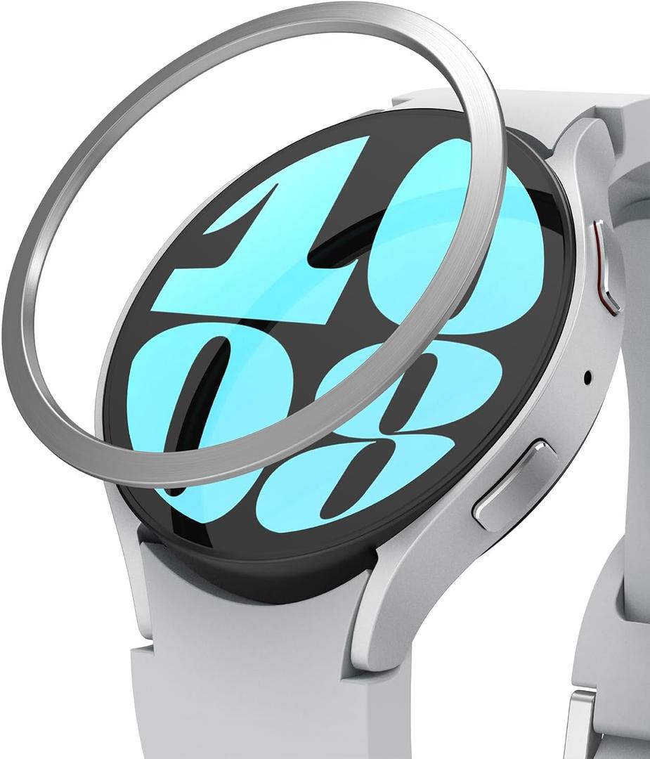 Ringke Bezel Styling [Stylish Stainless Steel Frame] Compatible with Samsung Galaxy Watch 6 Case (44mm), Anti Scratch Protector Adhesive Lightweight Cover Accessory - 44-04 (ST) Silver