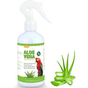 Aloe Vera Bird Spray, Moisturizes Feathers Soothes Dry Itchy Skin, Supports Molting Healthy Plumage, Prevent Feather Plucking Gentle Care, Safe Effective for Parrots Finches All Birds, Odor-Free