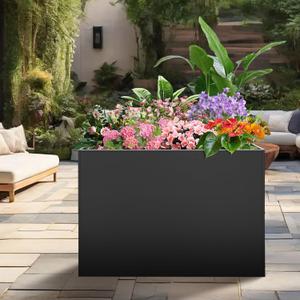Metal Planter Box, Planter Boxes Outdoor Heavy Duty, Rectangular 3 Tier Adjustable Height Outdoor Planter, Galvanized Steel Plant Box, Garden Planter for Plants and Flowers, 37'' L x 13'' W x 26'' H