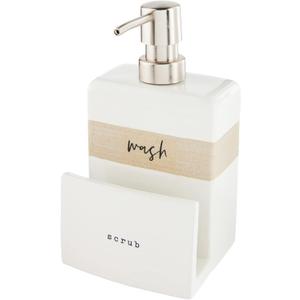 Mud Pie Stoneware Soap Sponge Holder, White/Cream, 7" x 4"