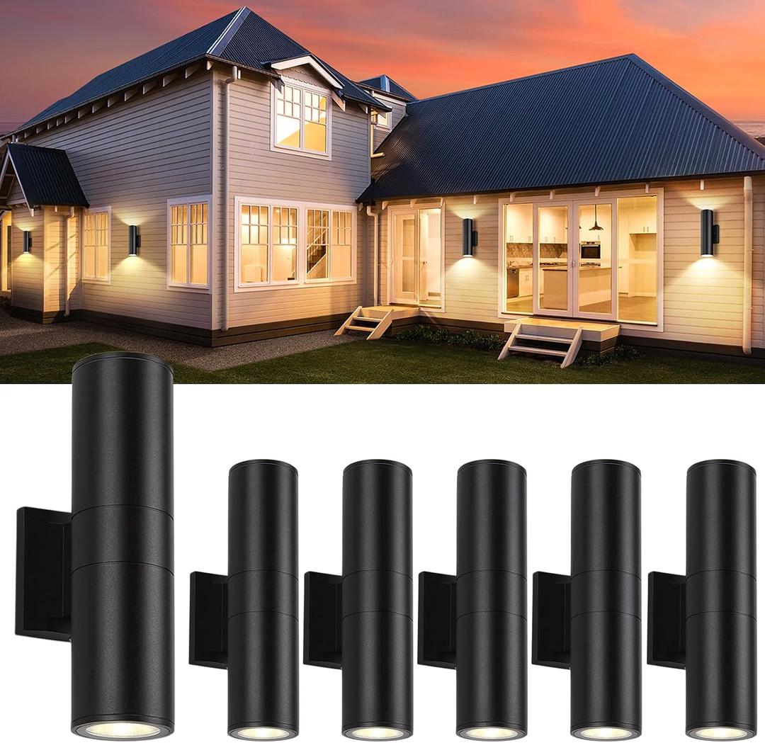 6 Pack 14inch Outdoor LED Wall Lights,Day White 4000K 1800LM Up&Down Outdoor Wall Light Aluminum Body Waterproof IP65 E26 Base led Porch Light for Wall Patio Garage Garden.