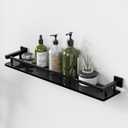 Alise Bathroom Shelf Wall Mounted, Matte Black Large Capacity Glass Shelf for Bathroom, 24 inch