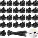 Magnetic Cable Zip Tie Mounts, 25 Pcs Magnets with 100 Pcs Cable Zip Ties, Multipurpose Magnetic Cables Holder for Cables Management, Wire Management Bases (Black)