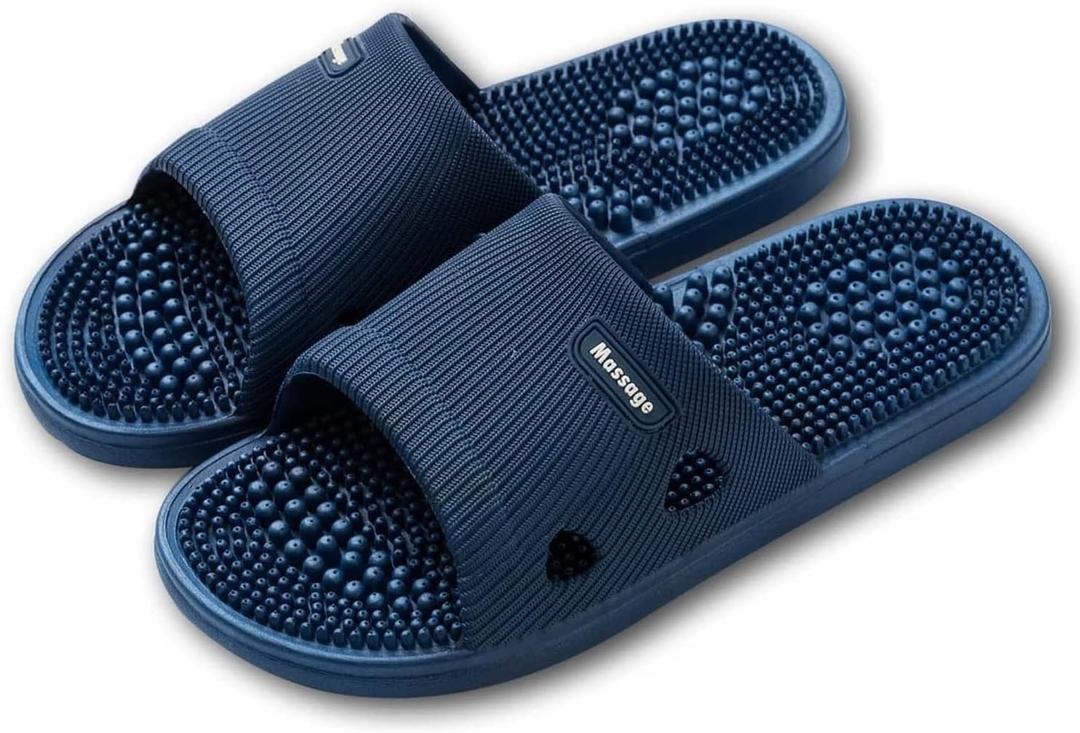 Massage Slippers for Women Men Acupressure Foot Plantar Fasciitis Sliders House Ladies Reflexology Sandals Shower Shoes Non-Slip Quick Drying Pool Beach Indoor Outdoor (8-8.5 Women/7-7.5 Men, Blue)