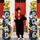 Hungdao 2 Sets Graduation Balloon Column Stand Kits with 174 Balloons 6.6ft Black Gold Balloon Tower Stand Kit with Base 2026 Graduation Adjustable Decorations for Grad Party Decor Supplies