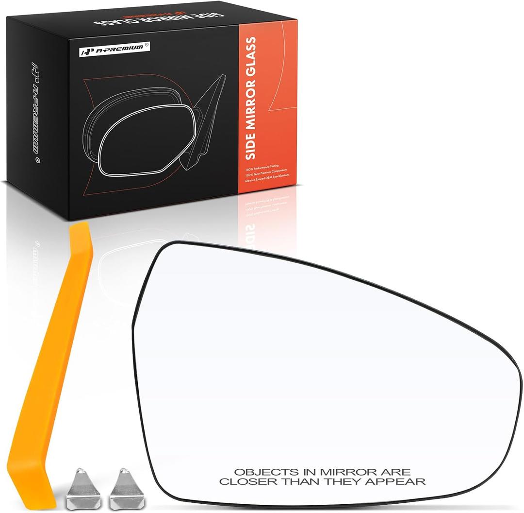 A-Premium Right Passenger Side Non-Heated Mirror Glass with Backing Plate - Compatible with Kia Forte 2019 2020 2021, Exterior Side View Convex Mirror