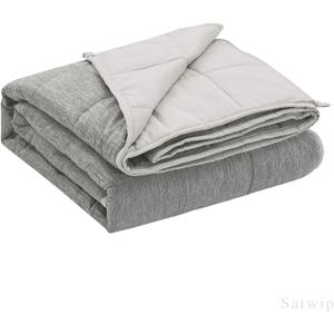 Satwip Weighted Blanket 15 LBS Queen Size, Cooling Weighted Blanket for Hot Sleepers, Cool Moire Jersey with Soft Breathable Sanded, 60 x 80 inches 15 Pounds, Grey (60" x 80" 15 lbs)