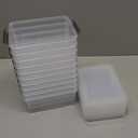 Citylife 1.3 QT 10 Pack Small Storage Bins Plastic Storage Container Stackable Box with Lids for Organizing, Clear White