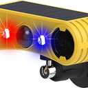 HULPPRE Solar Outdoor Motion Sensor Alarm-13 Sounds Including Dog Barking&Gunshot,2 * 130db Loud Noise Maker,4 Modes,Red&Blue Motion Activated Strobe Light,Say Goodbye to The Intruders