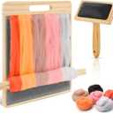 Tessco 4 Pcs Wool Blending Board Carding Brush Set Wool Hand Carders Wood Brush Comb Needle Felting Tools Spinning Hand Supplies for Felt Needle Project Spinning Craft