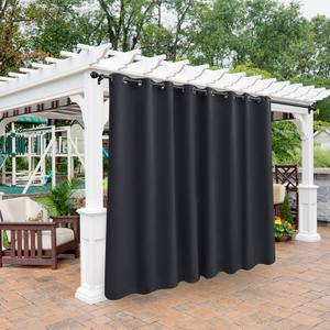 BONZER Waterproof Outdoor Curtains for Patio Cabana Deck Sunroom - Thermal Insulated Sunlight Blocking Grommet Blackout Curtains for Bedroom Living Room,1 Panel, 120W x 108L inch, Dark Grey