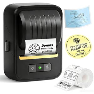 Label Maker Machine with Tape, 2 Inch Portable Bluetooth Label Makers, N20 Wireless Thermal Label Printer for Small Business, Office, Home, School, Barcode Address Logo Labeler for Phone