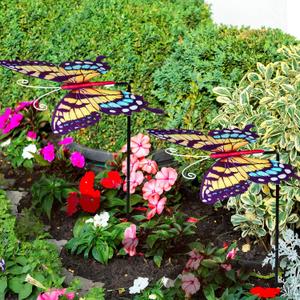 2 Pack Plant Shades Umbrellas Outdoor Sun Covers, Garden Yard Decorations, Large Iron Shade Umbrellas for Patio Outside Potted Plants(Butterfly)