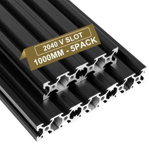 2040 V Slot Aluminum Extrusion European Standard, 1000 mm Anodized Linear Rail for 3D Printer, CNC, Furniture, DIY, Display Stand, Precision Cut Profiles, 5 Pcs Black
