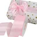 Double Face Pink Satin Ribbon 2 Inch X 50 Yards Polyester Pink Ribbons for Gift Wrapping Fabric Ribbon for Crafts Flower Bouquet Sewing Arts Wedding Party Decoration