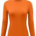 AUHEGN Women's Long Sleeve Lightweight Turtleneck Top Slim Fit Pullover T-Shirt, Size: M
