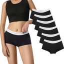 Uizuooy Women's Boxer Briefs Cotton Underwear Briefs Full Coverage Soft Anti Chafing Ladies BoyShorts Panties 5 Pack XL