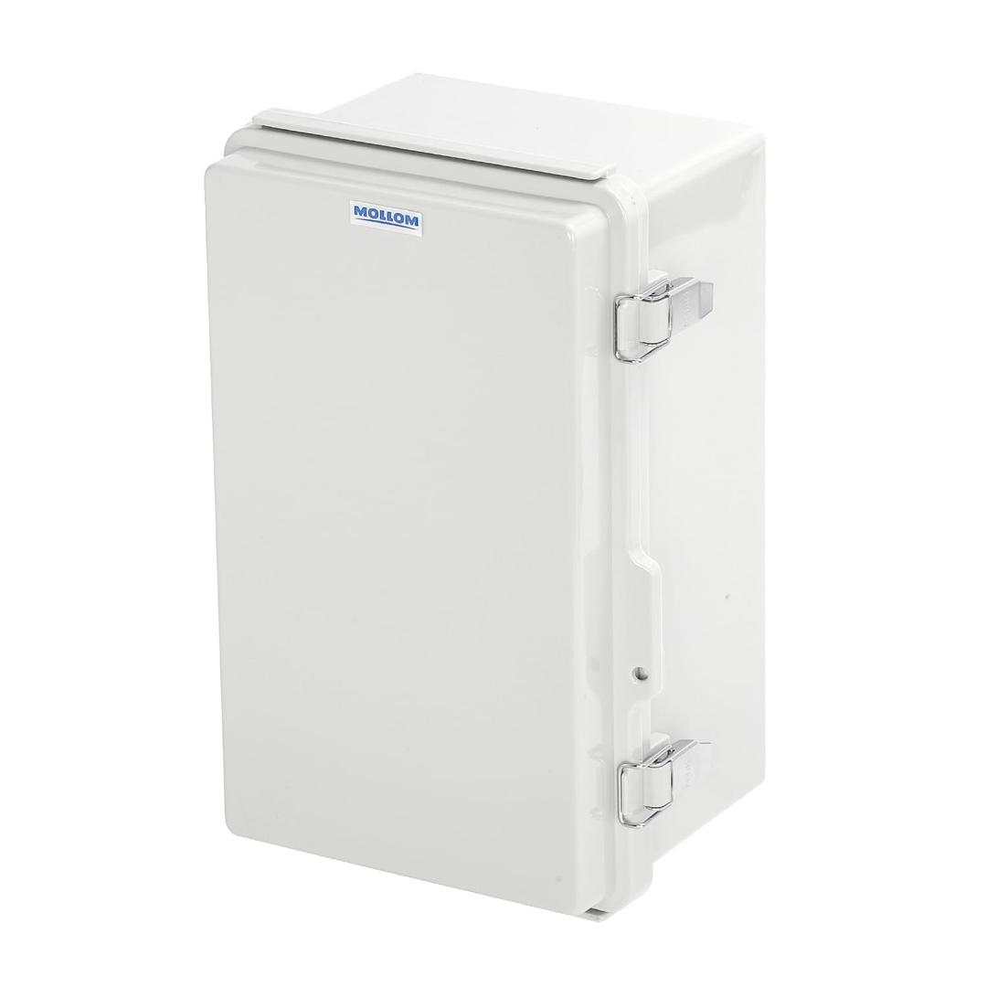 Mollom Outdoor Junction Box for Electrical Project Waterproof IP67 with Hinged Grey Cover, Stainless Steel Latch, Mounting Plate, and Wall Brackets(260x160x130mm | 10.2x6.3x5.1In)