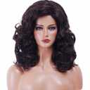 16 Inches Dark Brown Wigs for Women Long Brown Wavy Synthetic Natural Wig for 70s 80s Cosplay,Halloween,Daily Use