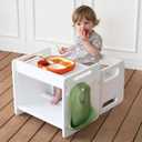 Montessori Weaning Table and Chair Set - Adjustable Design for Toddlers, Ideal for Mealtime, Learning, and Play, White