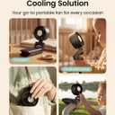 GROWNSY Portable Stroller Fan with Clip | Foldable Baby Fan for Car Seat | Small Handheld Fan with Soft Night Light | Rechargeable 4-Speed Mini Fan for Baby Carrier/Beach/Travel/Crib/Camping (Black)