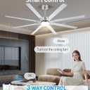 Minislak 72 Inch Ceiling Fan with Light,Industrial Ceiling Fan with 8 Black Aluminium Blades,Smart Fan Compatible with Alexa,Garage Outdoor Indoor Fan for Patio and Living Room