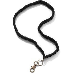 Pop-n-Teach Scrunchie Lanyards for ID Badges and Keys, Cute Teacher Lanyard for Women, Nurses or Cruise, Stretchy Retractable Lanyard (Black)
