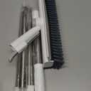 Floor Scrub Brush with Long Handle, 3 in 1 Scrape and Heavy-Duty Stiff Bristle Scrubber Brush for Cleaning Shower Bathroom, Patio, Garage, Kitchen, Wall and Deck (White, 1 Pack)