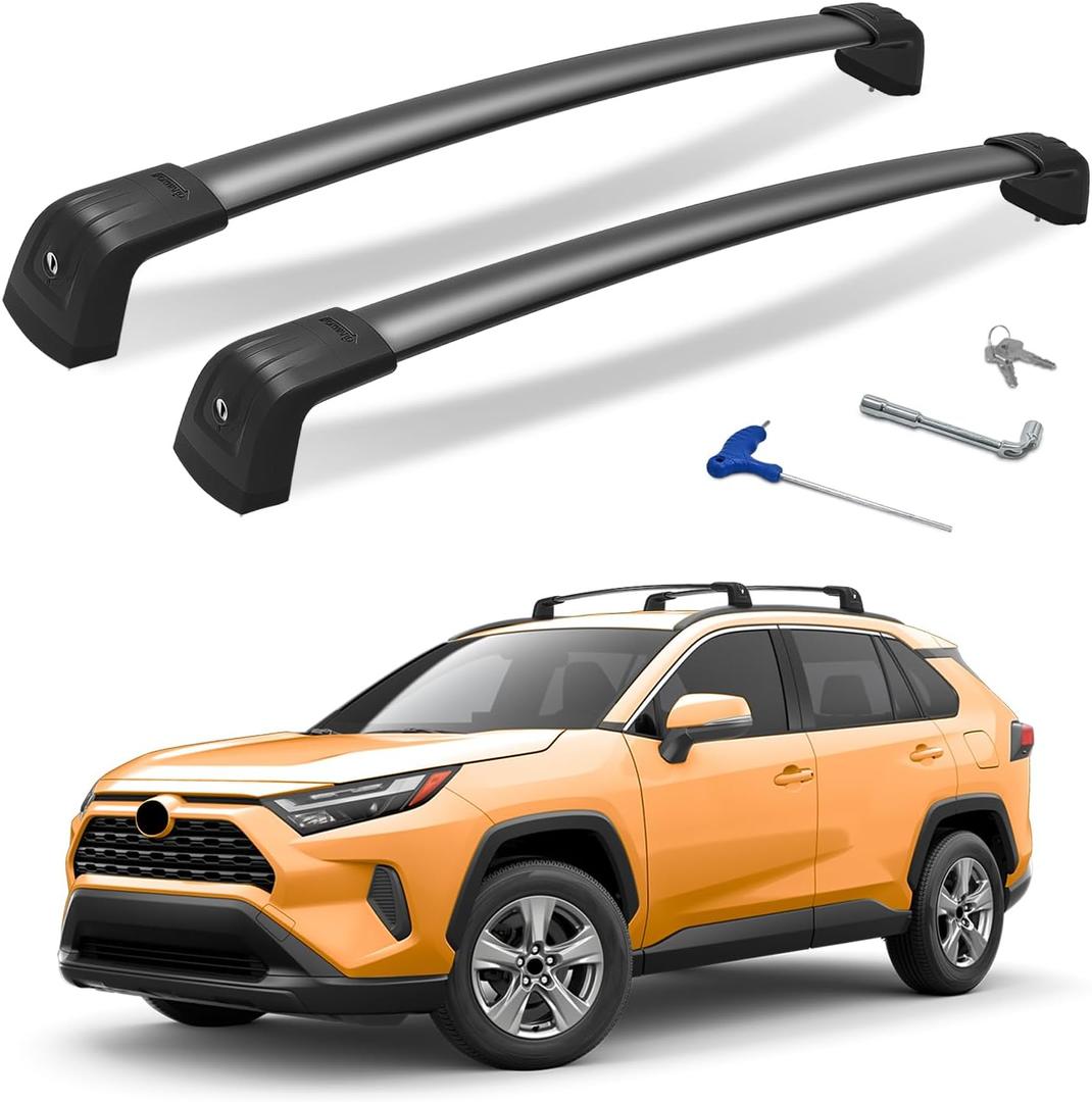 300lbs Roof Rack Cross Bars for Toyota RAV4 2019-2025 (Not Fit 2024 LE/Adventure/TRD Off-Road/Hybrid Woodland Edition), Aluminum Lockable Anti-Corrosion Roof Rail Crossbars for Car Rooftop