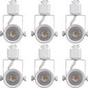 CLOUDY BAY 8W 4000K Cool White Dimmable LED Track Light Head,CRI90+ True Color Rendering Adjustable Tilt Angle Track Lighting Fixture,40 Angle for Accent Retail,White Finish,Halo Type- Pack of 6