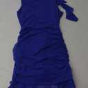 Kaximil Women's Sexy Sleeveless Mini Party Dress Ruffle Ruched Backless Club Short Dresses (Medium, Royal Blue)