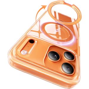 CASEKOO Official Cosmic Orange for iPhone 17 Pro Max Case with Ultra Magnetic Stand, Fit for MagSafe, 17FT Military Grade Protection, Transparent Slim Cover for iPhone 17 Pro Max 6.9'', Orange