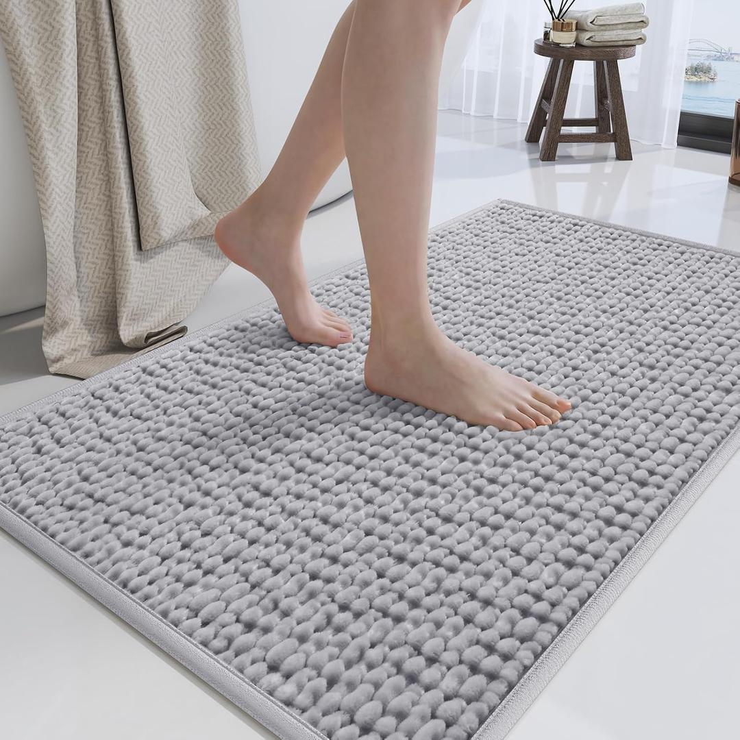 Bath Mat Super Soft Absorbent Bathroom Rugs 24"x36",Gery