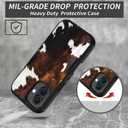 Designed for iPhone 16 Case, Military Grade Heavy Duty 3-Layer Shockproof Drop Phone Protective Cover for iPhone 16 (2024) 6.1 inch, Brown Cow Print