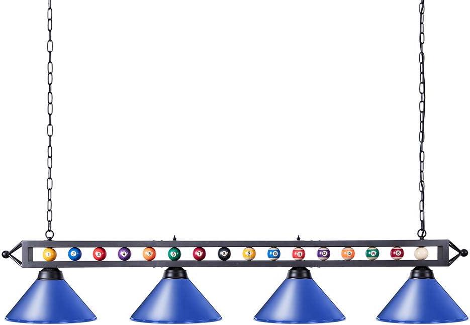 Wellmet Pool Table Lights, 4-Light Billiard Lighting Fixture for Game Room
Adjustable Industrial Hanging Pendant Light for Over Billiard Table, Kitchen Island, Dining Table, or Man Cave