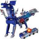 Collision Transforming Dinosaur Car Toy, 2-in-1 Magnetic Dinosaur Transformer Car, Boys and Kids Toys, Christmas Birthday Gift(Blue)