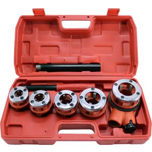 HFS(R Ratchet Pipe Threader Kit - Ratcheting Pipe Threading Tool Set with 5 Dies 3/8", 1/2", 3/4", 1", 1-1/4"