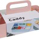 BLUE GINKGO Stackable Organizer Caddy  Korean-Made Portable Tote for Bathroom, Office, Crafts, or School Supplies (Long Rectangle, Pink)