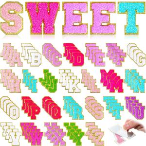 Jutom 104 Pcs Self Adhesive Chenille Letter Patches Letter Patches Chenille Stick on Embroidered Patch for Clothing Jackets Backpacks Hats(Classic,Multi Colors)