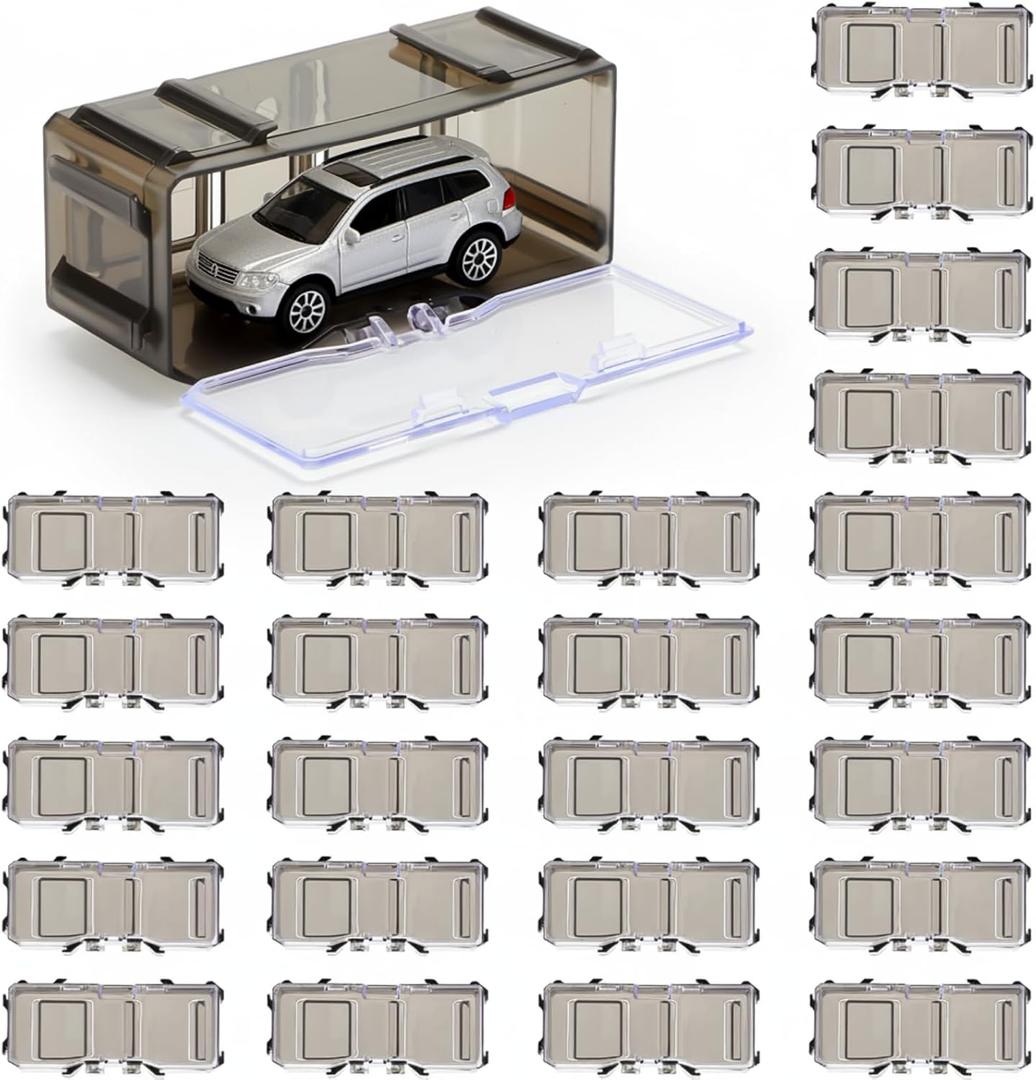 Marsui 50 Pcs 1/64 Scale Toy Cars Organizer Storage Case Clear Individual Toy Car Display Case1.4 x 1.4 x 3.5 Inches (Black)
