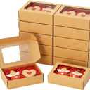 50pcs Cookie Boxes with Window 7x4.375x1.5 Inches Bakery Boxes Treat Box Chocolate Covered Strawberries Box for Christmas Valentine's Day Mother's Day - Brown
