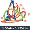 Hot Wheels Track Set, Epic Crash Dash with 5 Crash Zones, Motorized Booster and 1 Hot Wheels 1:64 Scale Toy Car, Easy Storage , Medium