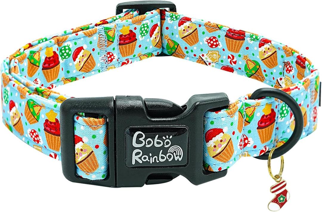 Dog Collars - Christmas Pet Collar with Santa Claus Print, Durable & Soft, Adjustable for Large Dogs (Large (Pack of 1))