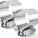 SPEEDWOW 2.0 Inch Exhaust Clamp - Butt Joint Band Coupler Sleeve (2 PCS) - Stainless Steel