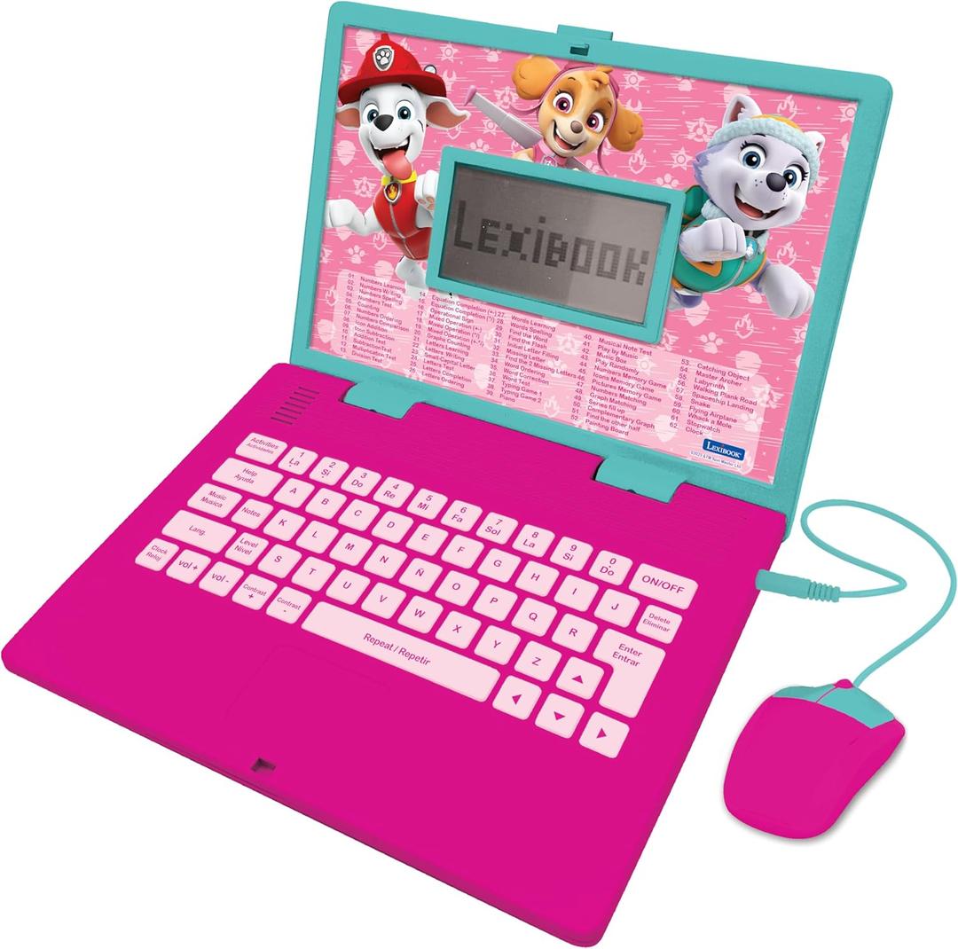 Lexibook, Paw Patrol, Educational and Bilingual Laptop in English/Spanish, Toy for Children with 124 Activities to Learn, Play Games and Music, Pink, JC598PAGi2