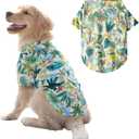 HDKUW Large Dog Hawaiian Costume, Dog's Cool T-Shirts Summer Clothes, Hawaiian Shirt for Large Dogs, Design for Summer Luau Style Beach Camp Vacation 4XL Green