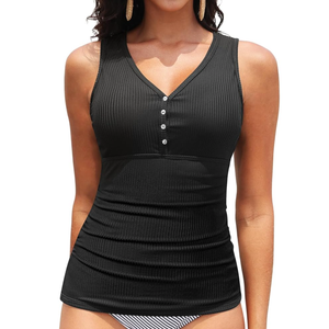 Women Tankini Top Only - Ribbed Swimsuit Top Tummy Control Bathing Suit Top Only No Bottom 2025 Swim Tank Top XL